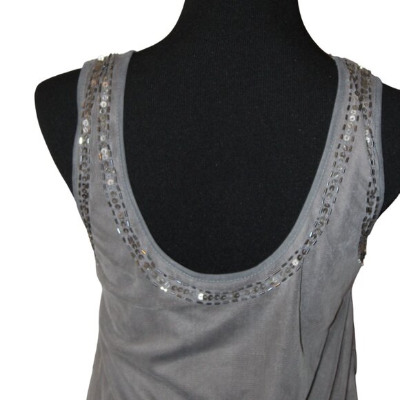 ANGIE Silver Beaded Mini Dress Stunning Gray Swing Gatsby S Small HOLIDAY PARTY - Picture 9 of 13